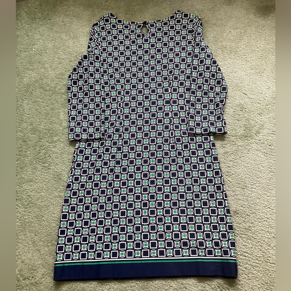 Talbots Mid Sleeve Geometric Pattern Shift Dress - Picture 9 of 14